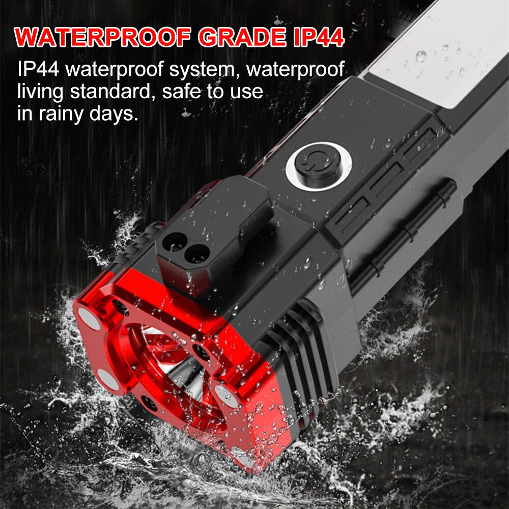 LED Flashlight 4 Modes Lamp USB Charging Emergency Escape Window Breaker